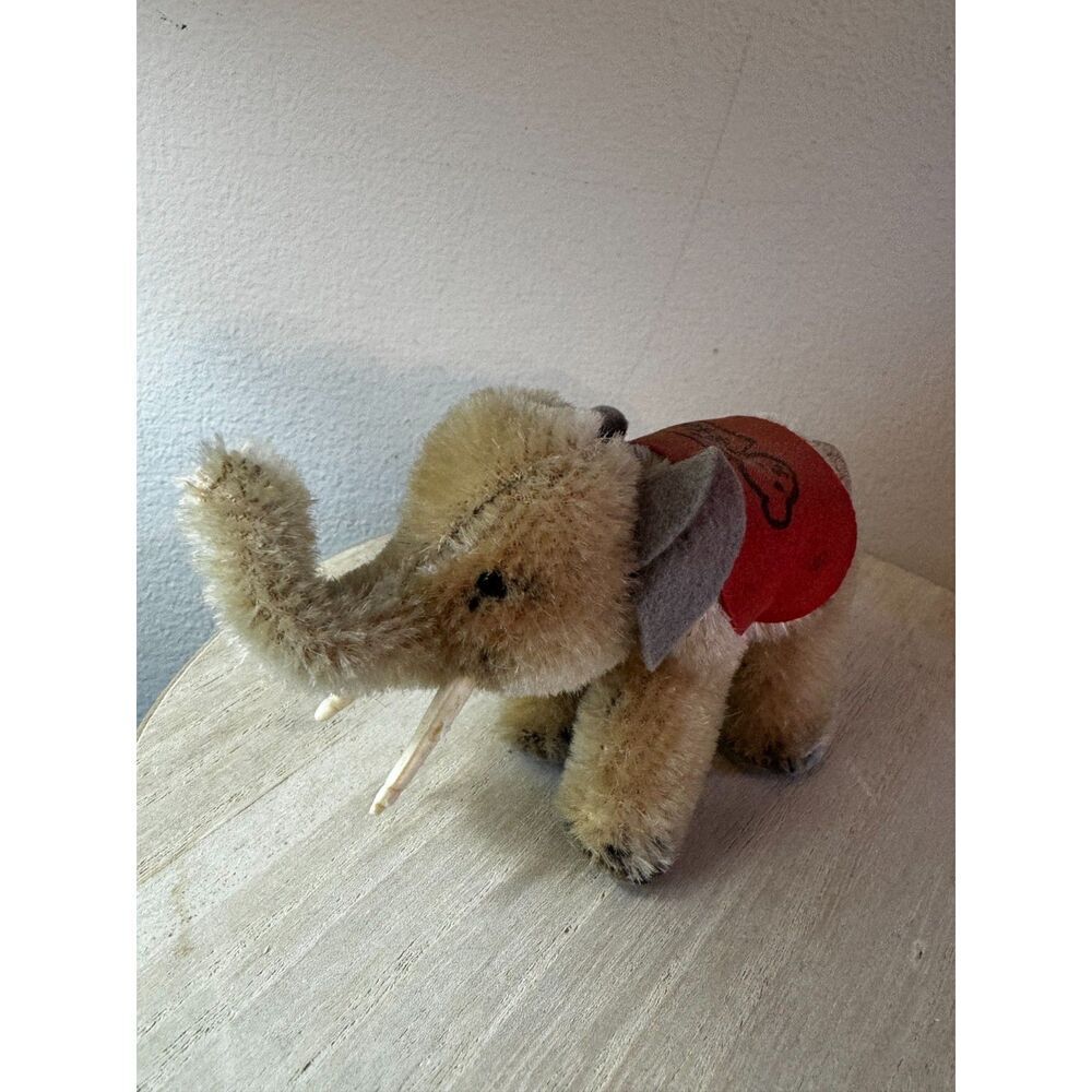 RARE antique Steiff elephant with cape; missing button trunk up